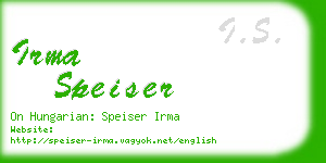 irma speiser business card